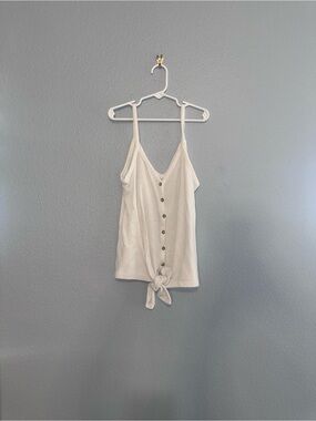 Hippie Rose Cream Button-Front Tie-Hem Cami